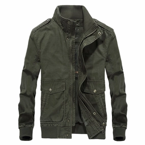 West Louis™ Multi-Pockets Stand Collar Military Jacket