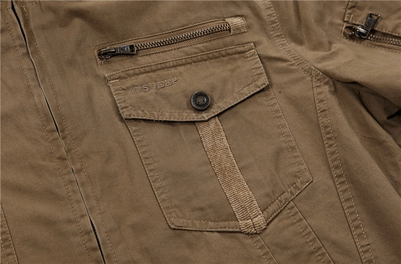 West Louis™ Multi-Pockets Stand Collar Military Jacket