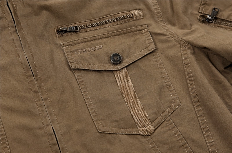 West Louis™ Multi-Pockets Stand Collar Military Jacket