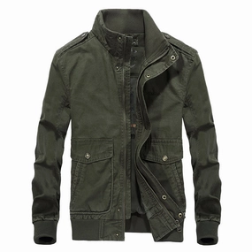 West Louis™ Multi-Pockets Stand Collar Military Jacket
