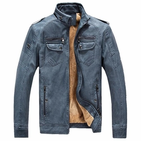 West Louis™ Thicken Washed Leather Windbreaker Jacket