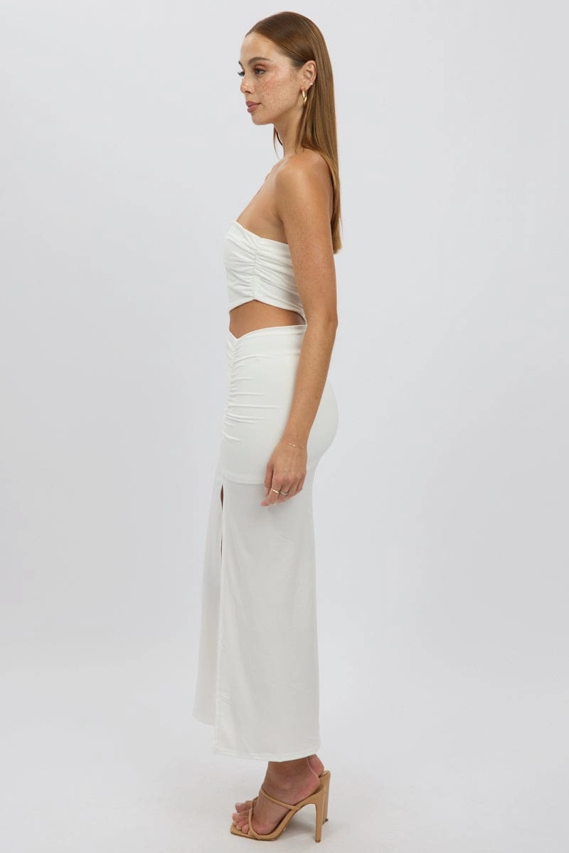 White Bodycon Dress One Shoulder Maxi