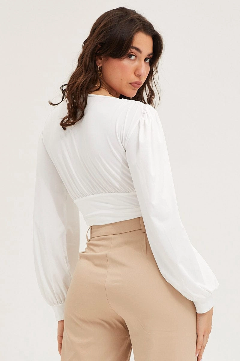 White Bodysuit Puff Sleeve