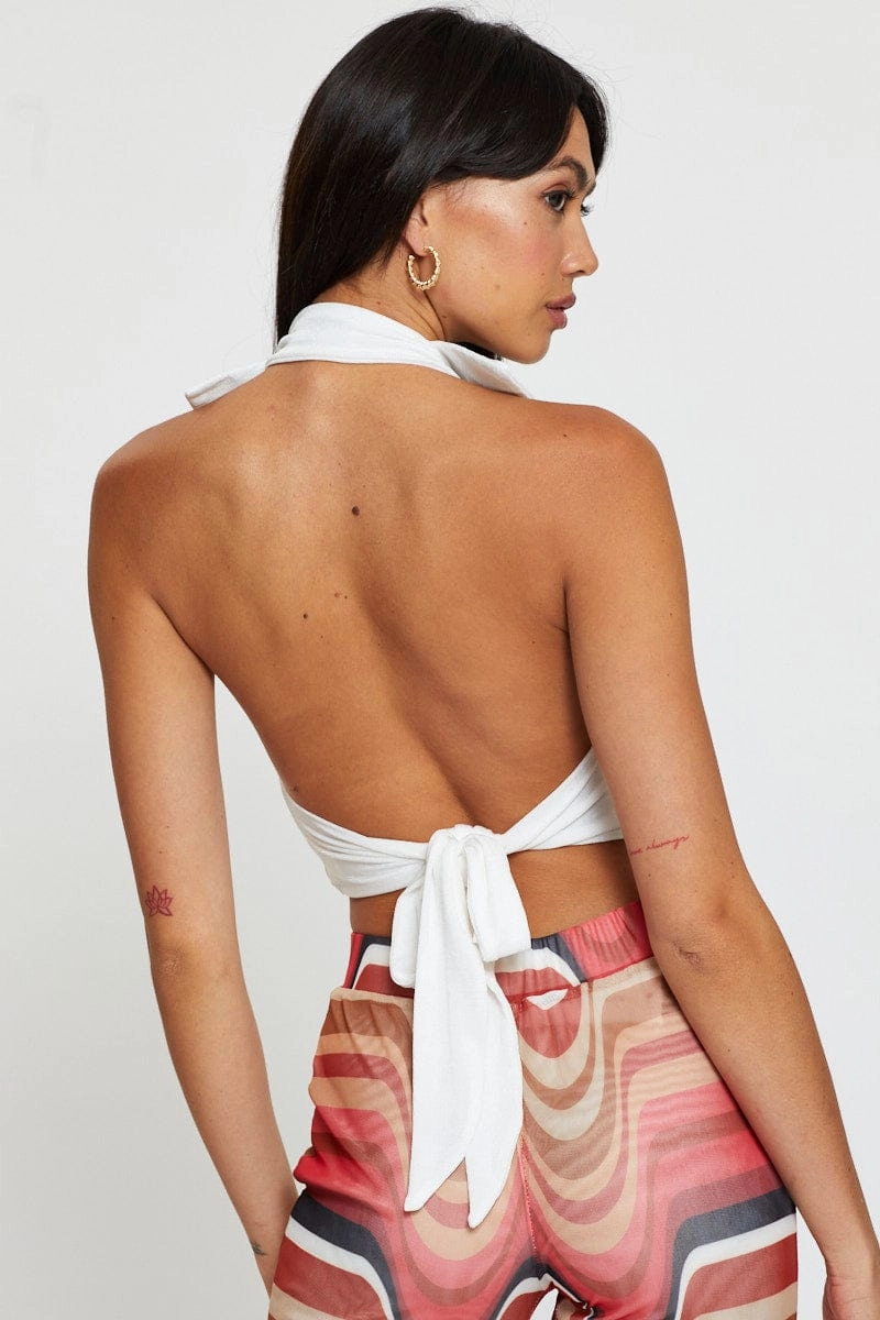 White Crop Top Collared