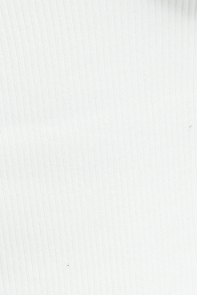 White Knit Zip Up Cardigan Hooded
