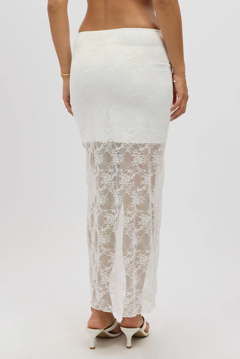 White Lace Maxi Skirt Lined