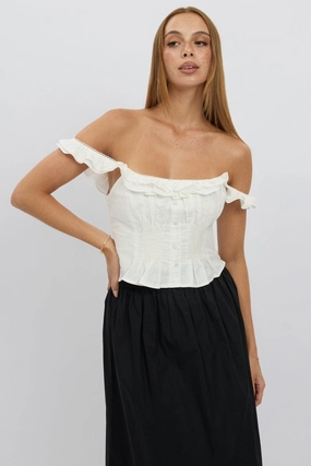 White Ruffle Top Sleeveless
