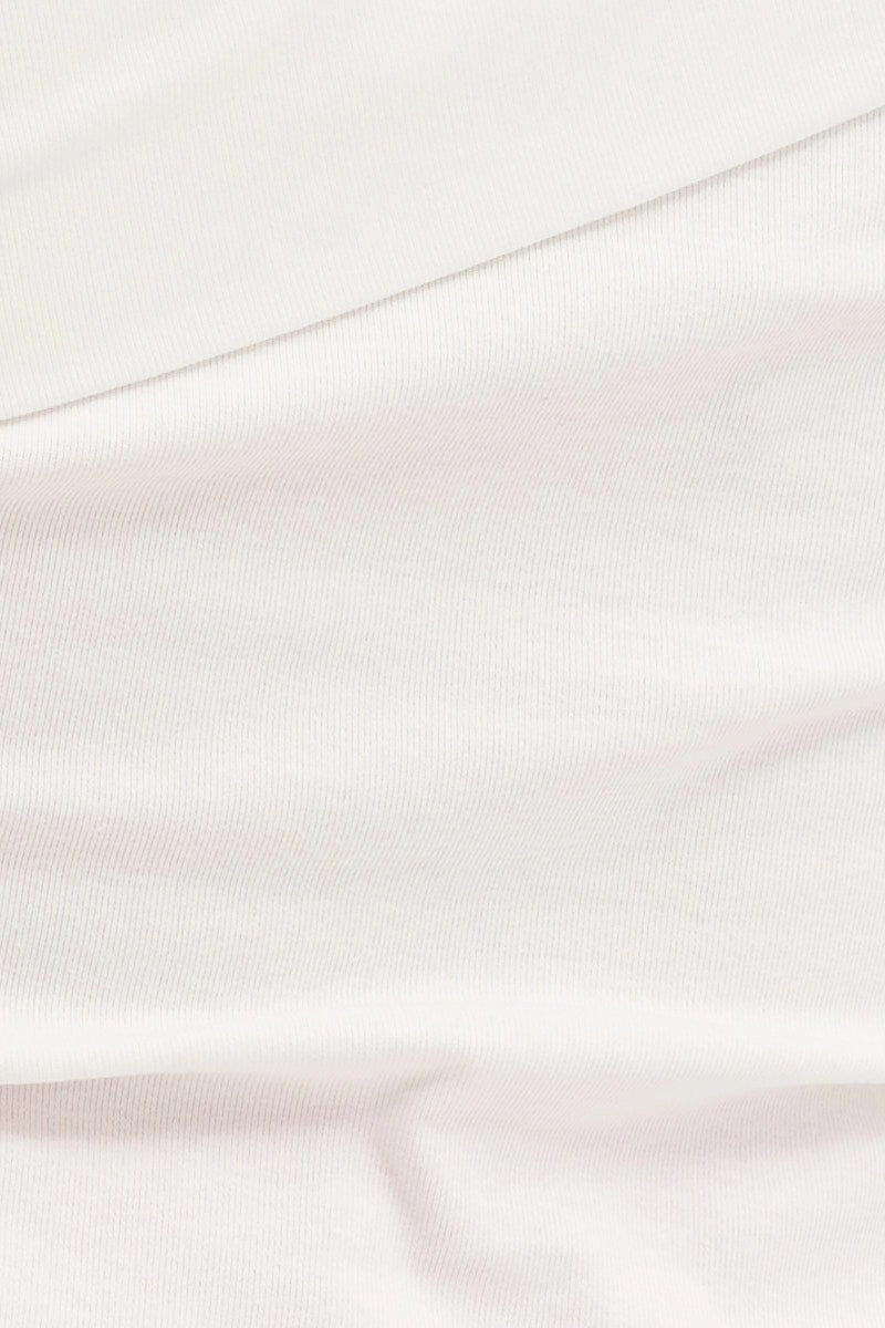 White Top Short Sleeve Asymmetric Neckline Cotton Jersey