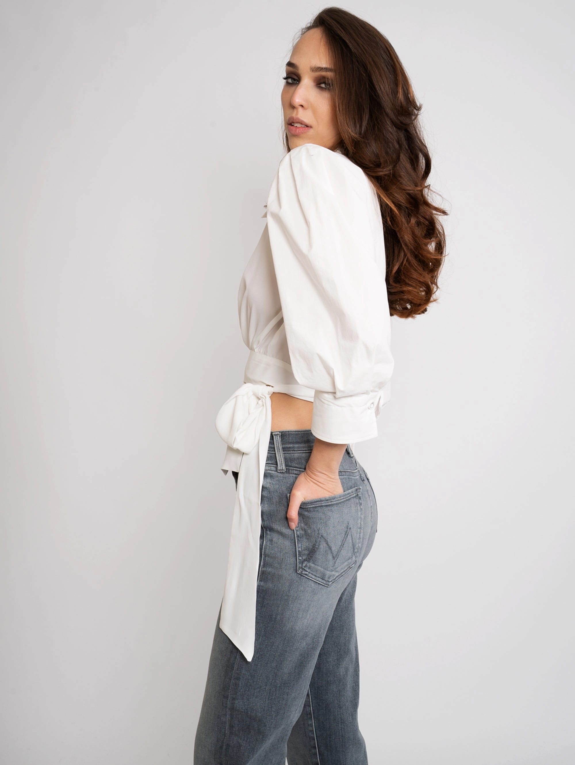 White V-Neck Blouse