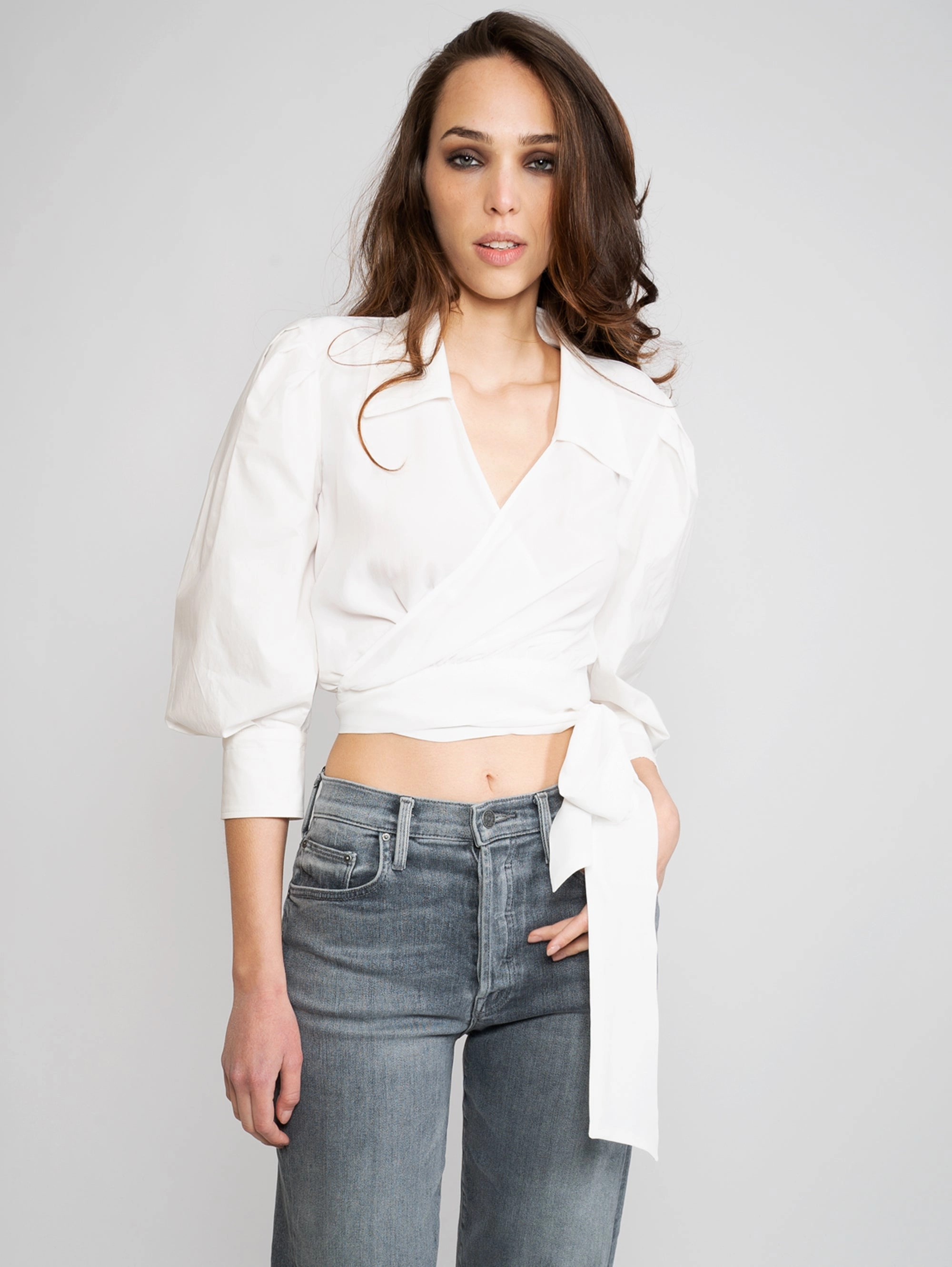White V-Neck Blouse