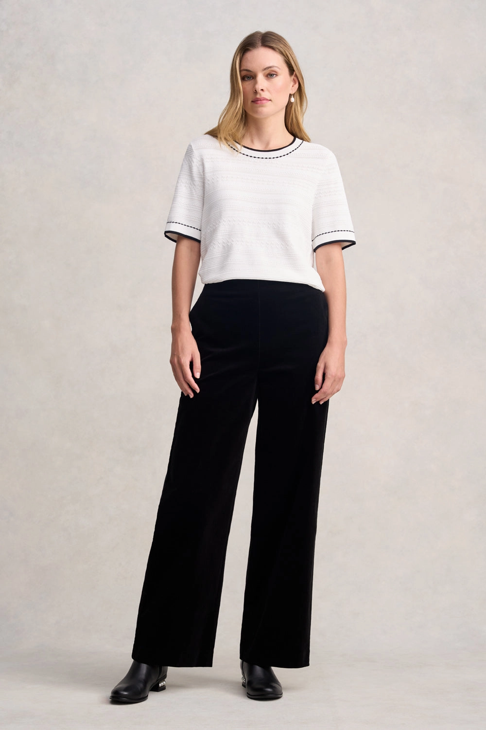 Wide Leg Cord Pant - Black