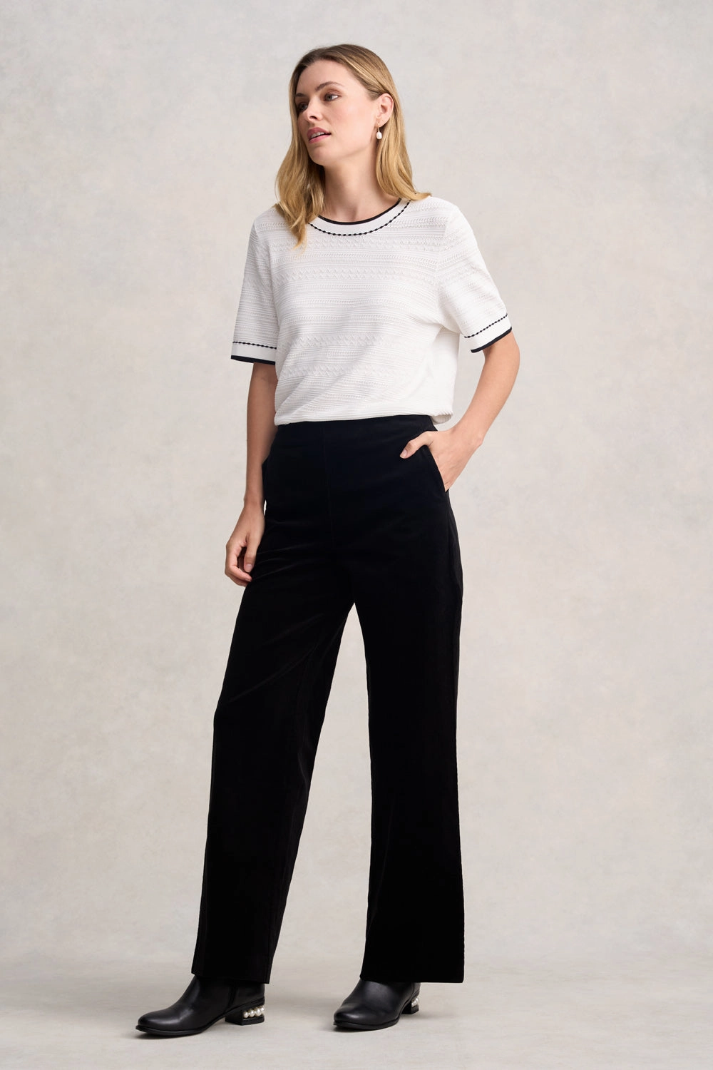 Wide Leg Cord Pant - Black