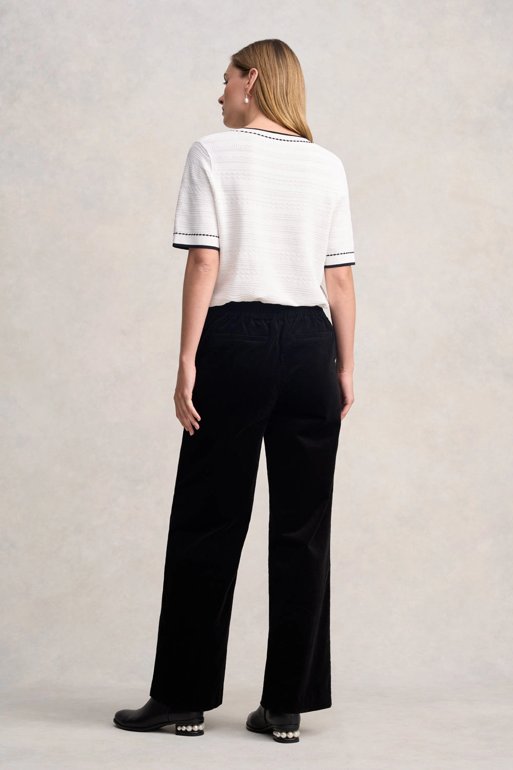 Wide Leg Cord Pant - Black