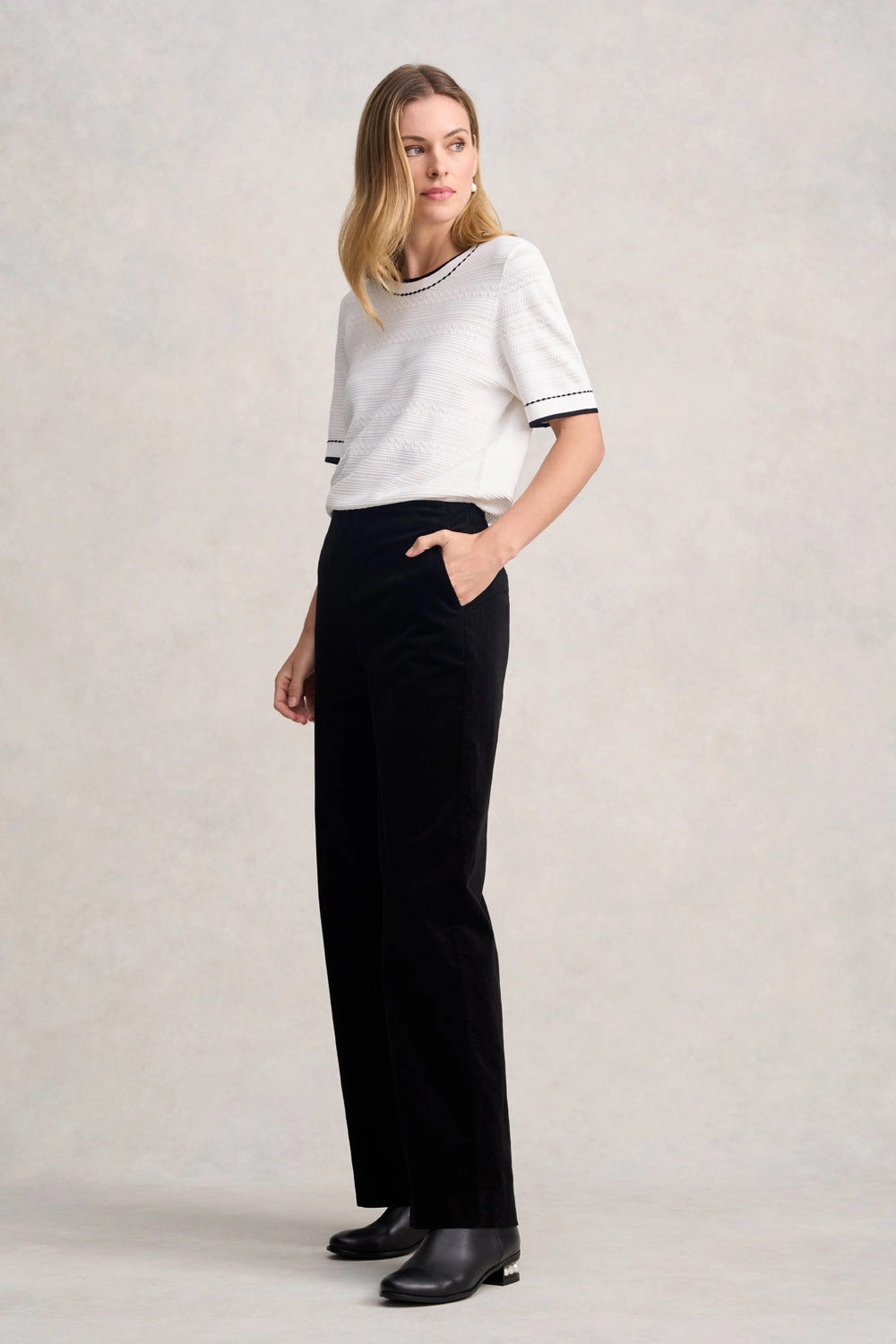 Wide Leg Cord Pant - Black