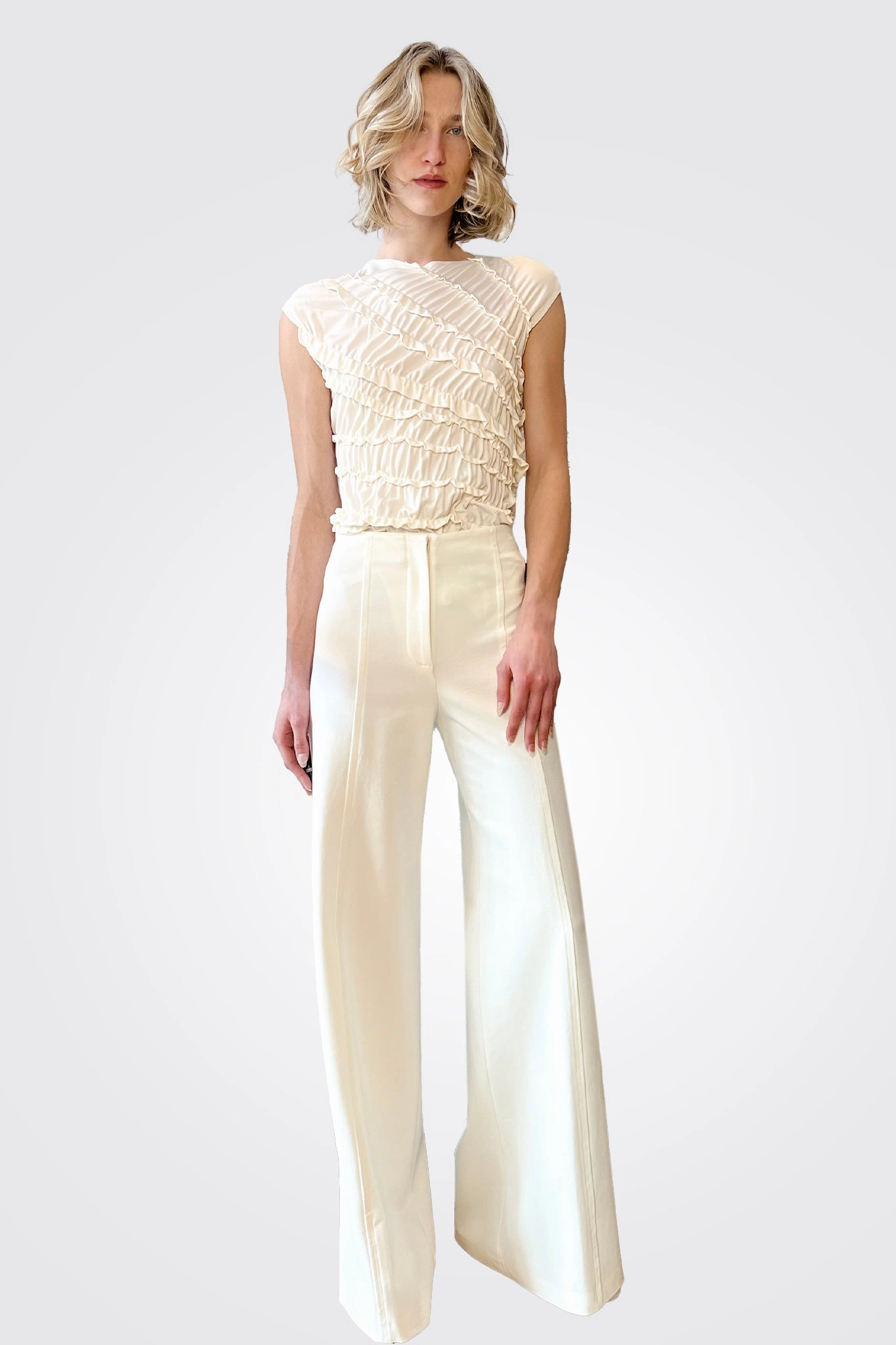 Wide Leg Trousers - Pumice