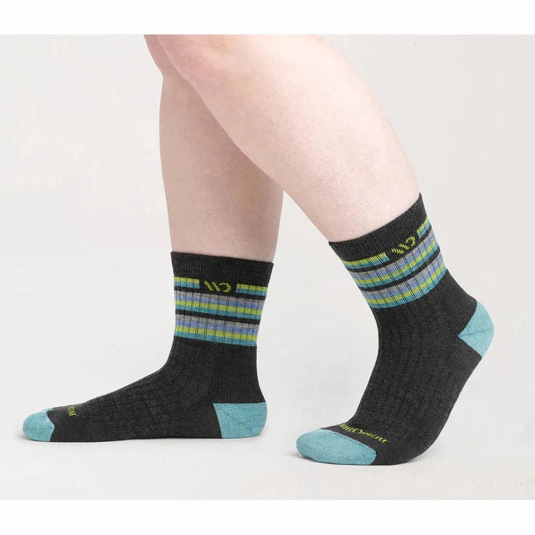Wide Open Women's Multi Stripe Midweight Micro Crew Sock