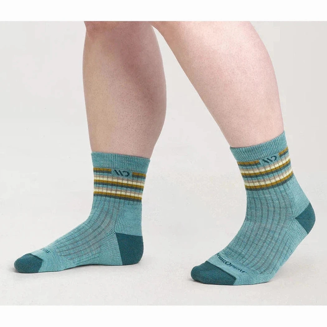 Wide Open Women's Multi Stripe Midweight Micro Crew Sock