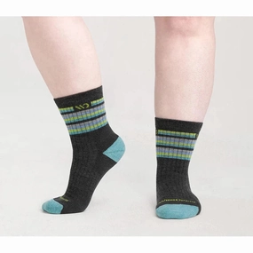 Wide Open Women's Multi Stripe Midweight Micro Crew Sock
