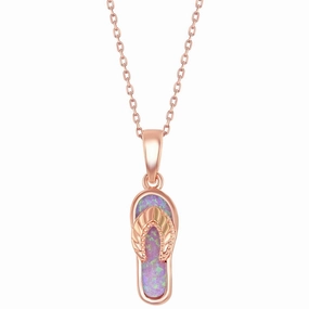 Women's Pendant - RG Plated Sterling Pink Inlay Opal Flip-Flop | K-7940