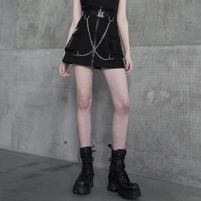 Women's Punk High-waisted Front Zip Cargo SKirts with Belt