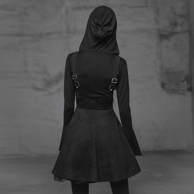 Women's Punk High-waisted Girdle Suede Circle Strap Skirt