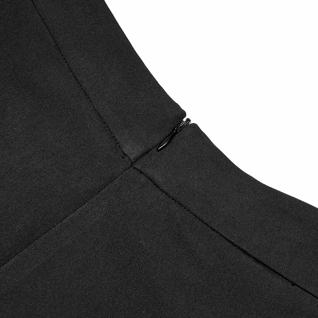 Women's Punk High-waisted Pleated Skirt With Garter