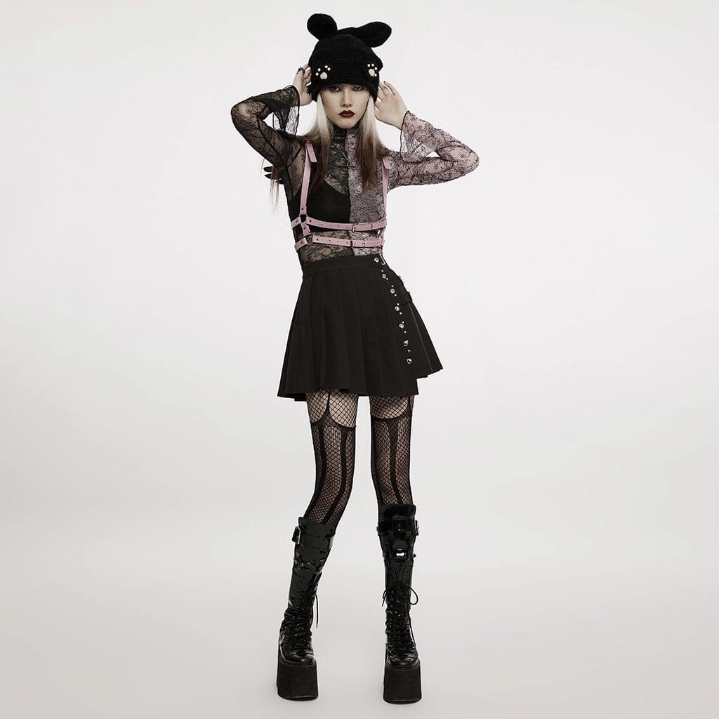 Women's Punk JK High-waisted Pleated Skirt