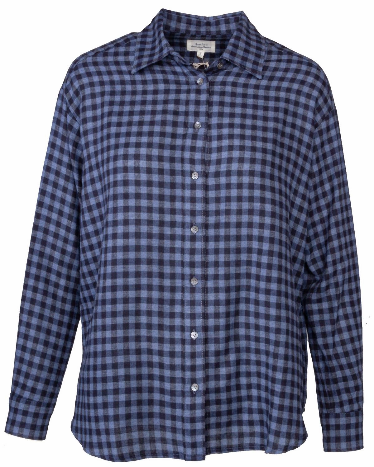 Woven Plaid Long Sleeve Shirt In Blue
