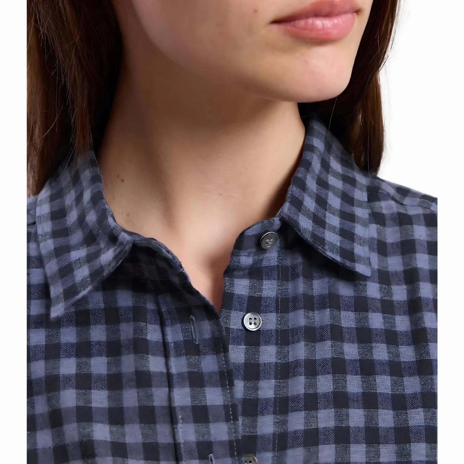 Woven Plaid Long Sleeve Shirt In Blue