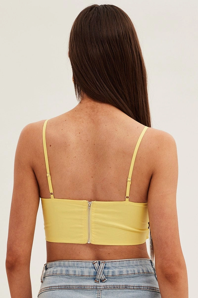 Yellow Crop Top Adjustable Straps Cotton